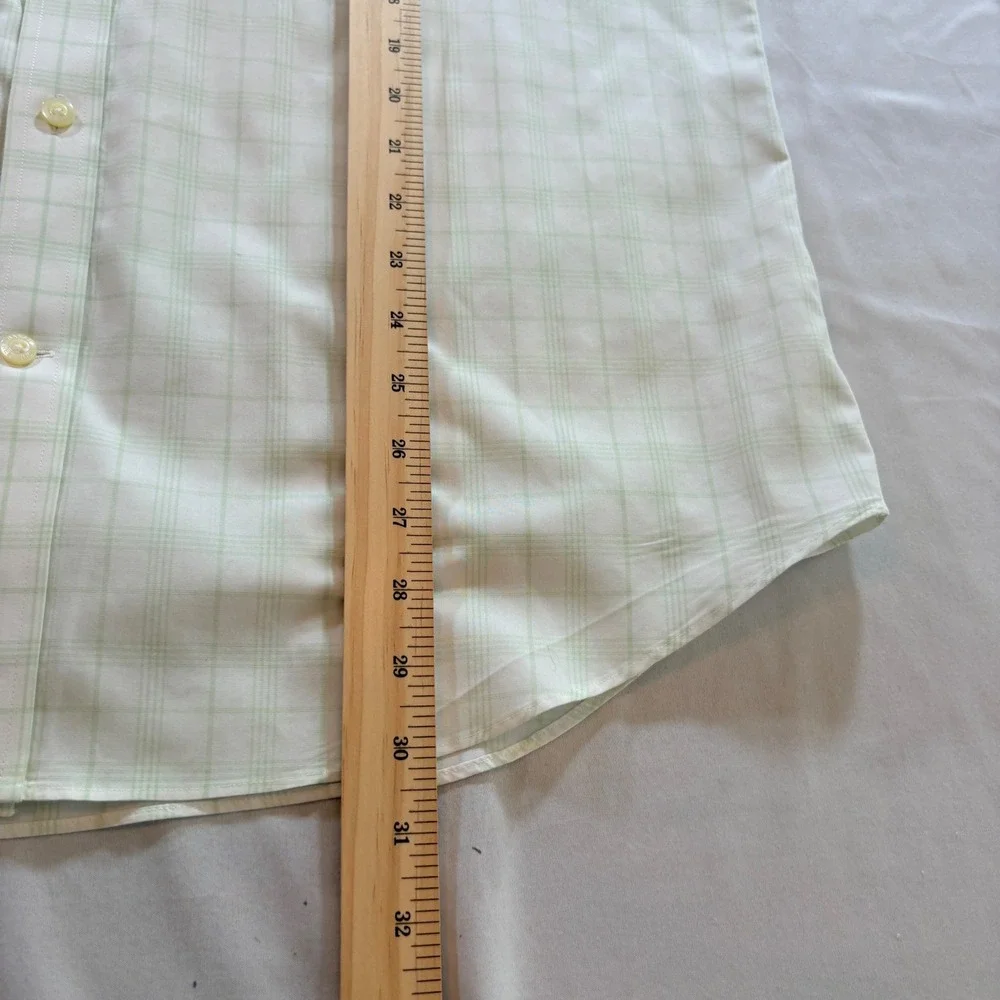 Banana Republic Shirt Mens Large 16-16.5 Green Grid Non-Iron Classic Fit Cotton